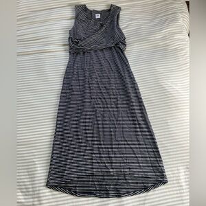 Cabi Navy & White Striped Sleeveless Midi Dress